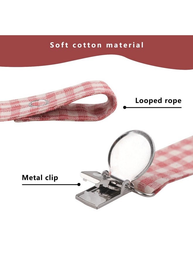 SUGEE Pacifier Clip Leash Soothie Holder Unisex Plaid Button for Girl （2 Pack） - Image 4