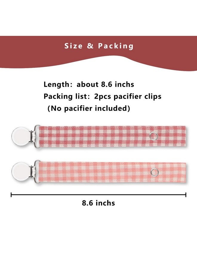 SUGEE Pacifier Clip Leash Soothie Holder Unisex Plaid Button for Girl （2 Pack） - Image 5