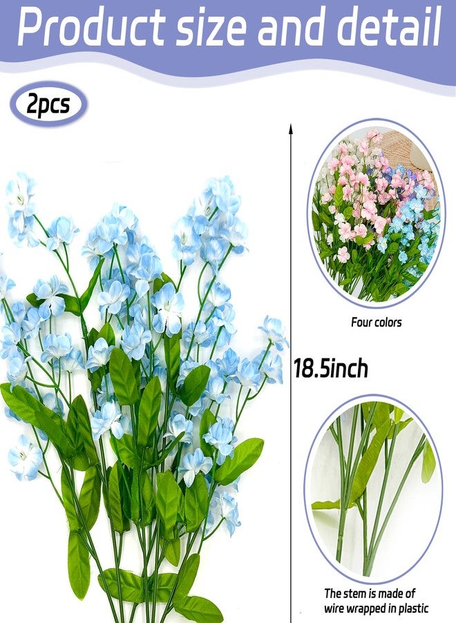Featuman Blue Artificial Flowers with Stems, 2 Pcs Forget Me Not Bouquets Fake Flowers for Vase, 18.5 Inch Artificial Silk Flowers Outdoor Plant for Home Decoration, Wedding Bouquet, Memorial Day - Image 2