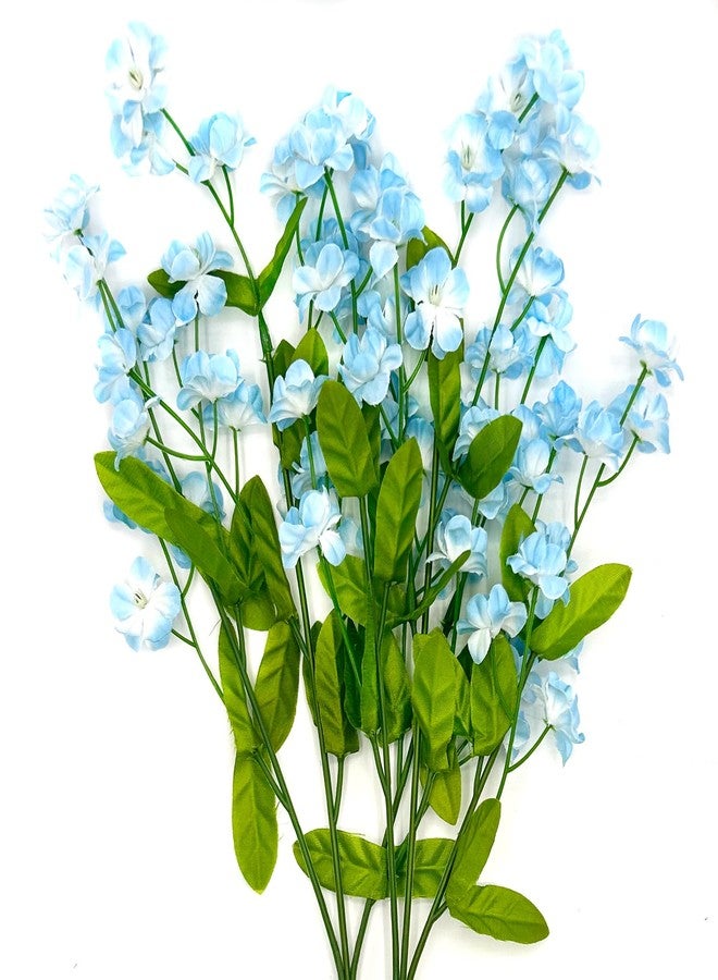 Featuman Blue Artificial Flowers with Stems, 2 Pcs Forget Me Not Bouquets Fake Flowers for Vase, 18.5 Inch Artificial Silk Flowers Outdoor Plant for Home Decoration, Wedding Bouquet, Memorial Day - Image 1