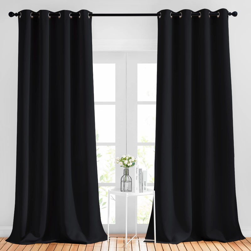 NICETOWN NICETOWN Black Out 108 inch Curtains for Bedroom  Thermal Insulated Solid Grommet Blackout Window Treatments Sound Reducing for Living RoomBoys Room 2 Panels 