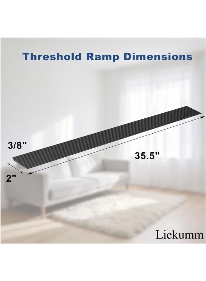 LIEKUMM 3/8" Rise Rubber Threshold Ramp for Doorways, 2500 lbs Heavy Duty Door Sill Ramp with Adhesive, Non-Slip Indoor Transition for Wheelchair, Walker & Robot Vacuum, Cuttable - Image 3