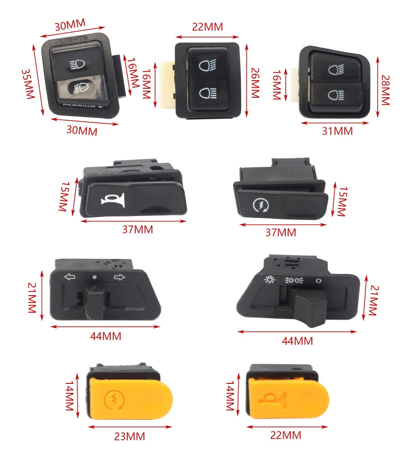 Minho 9Pcs Chinese Scooter Hand Control Switch Button Kit for GY6 50cc 150cc Moped TaoTao Jonway Roketa Start Horn Dimmer Turn Signal Head Light Switch - Image 2