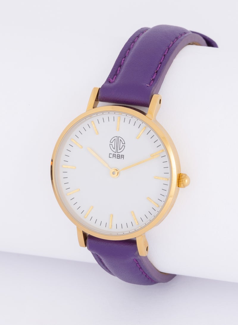 CABA Women's Watch, Classic Design, Luxury Leather Watch Strap, Waterproof, Purple - 3101190023247LG - Image 1