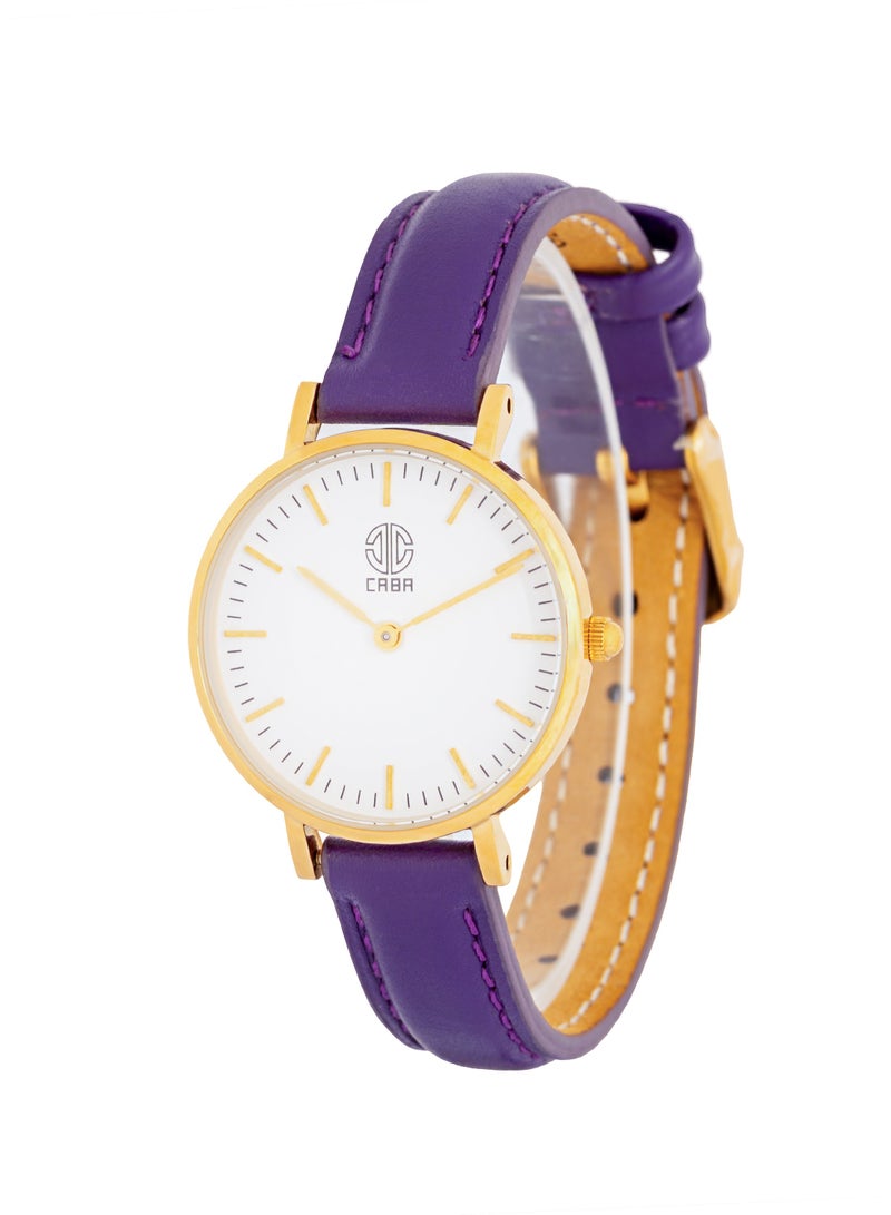 CABA Women's Watch, Classic Design, Luxury Leather Watch Strap, Waterproof, Purple - 3101190023247LG - Image 3