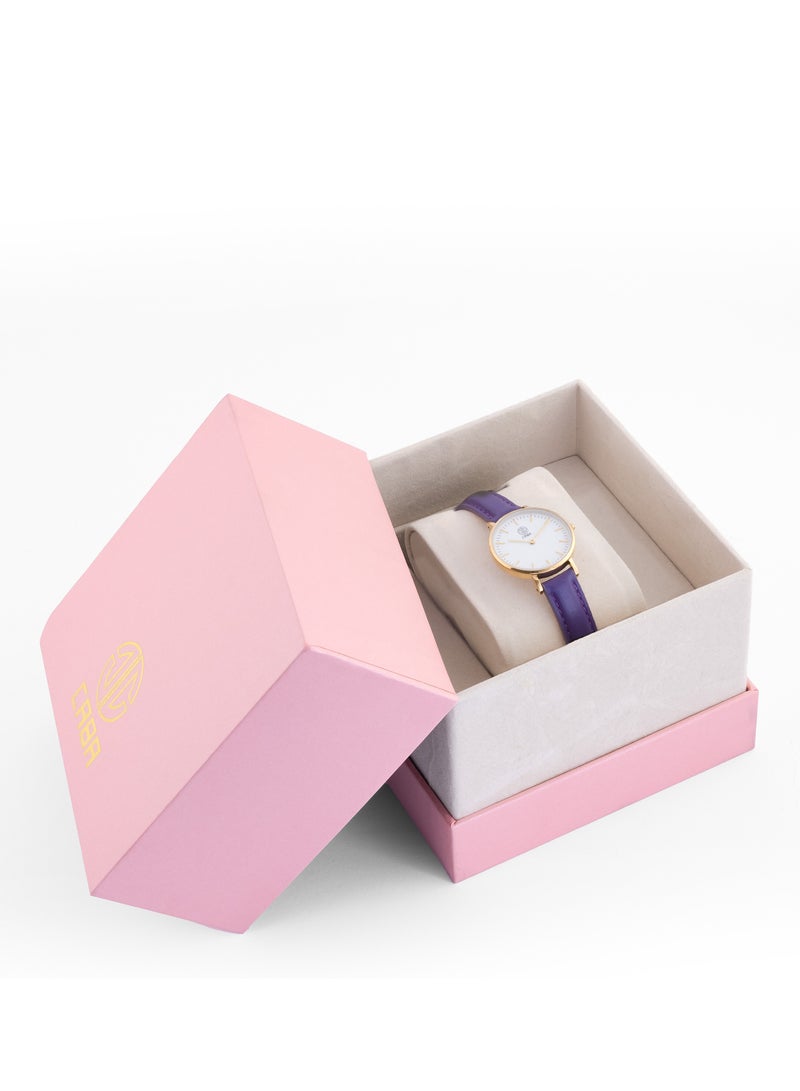 CABA Women's Watch, Classic Design, Luxury Leather Watch Strap, Waterproof, Purple - 3101190023247LG - Image 2