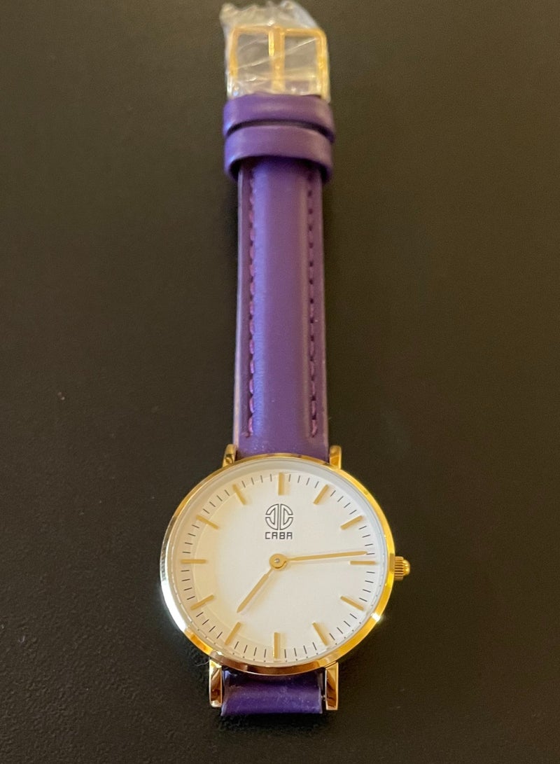 CABA Women's Watch, Classic Design, Luxury Leather Watch Strap, Waterproof, Purple - 3101190023247LG - Image 5