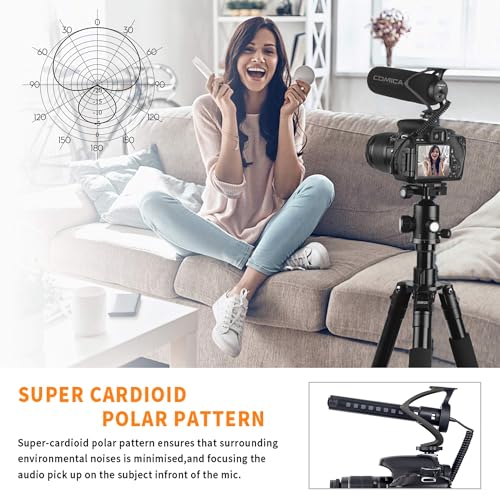 comica CVM-V30 LITE Video Microphone Super-Cardioid Condenser On-Camera Shotgun Microphone for Canon Nikon Sony Panasonic Camera/DSLR/iPhone Samsung Huawei with 3.5mm Jack（Black） - Image 4