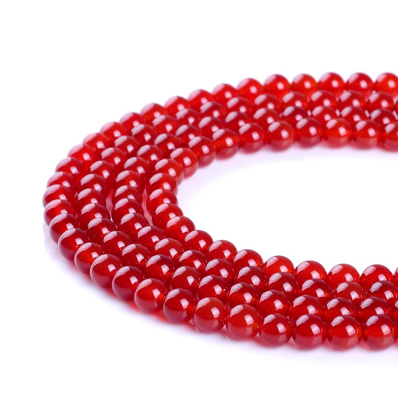 Natural Stone Beads 8mm Red Agate Gemstone Round Loose Beads Crystal Energy Stone Healing Power for Jewelry Making DIY1 Strand 15