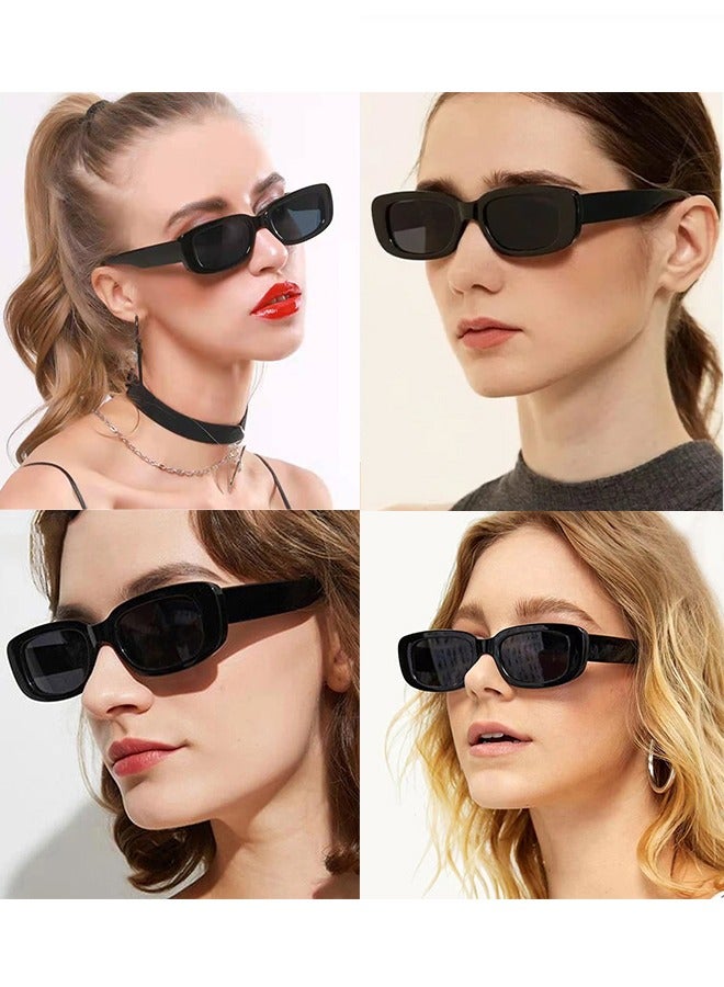 Generic 2 Pcs Retro Rectangle Sunglasses Women and Men Vintage Small Square Sun Glasses Protection Glasse Uv400 Protection Glasse Vintage Driving Glasses 90s Fashion Narrow Square Frame  - Image 2