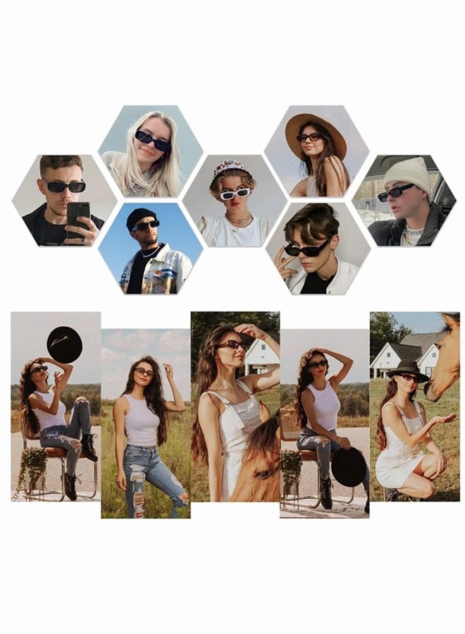 Generic 2 Pcs Retro Rectangle Sunglasses Women and Men Vintage Small Square Sun Glasses Protection Glasse Uv400 Protection Glasse Vintage Driving Glasses 90s Fashion Narrow Square Frame  - Image 5
