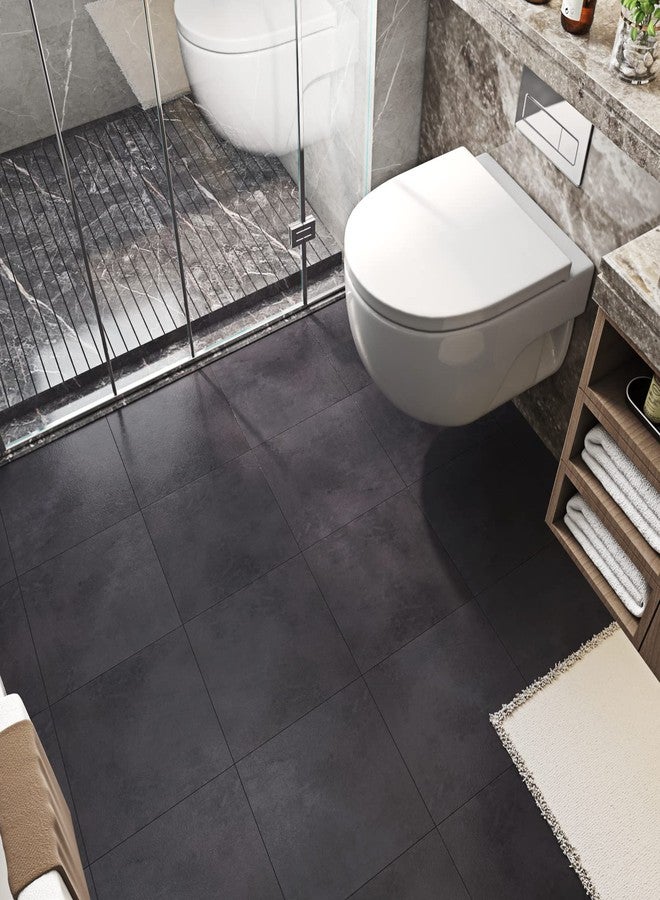 FunStick Peel and Stick Floor Tile Slate Grey Vinyl Flooring for Bathroom Floor Tiles Peel and Stick Waterproof Stick on Floor Tiles Sticky Laminate Flooring Sheets for Kitchen Bedroom 12x12In 5 Pcs - Image 1