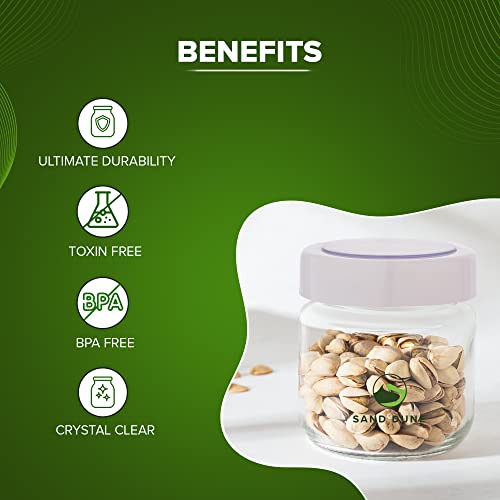 SAND DUNE Set of 3, 500 ml Each Storage Glass Jar White Cap, Transparent | BPA Free | Storage Jar Containers for Kitchen Pantry for Cookies, Dry Fruits, Masala, Spices, cereal, and flour - Image 4