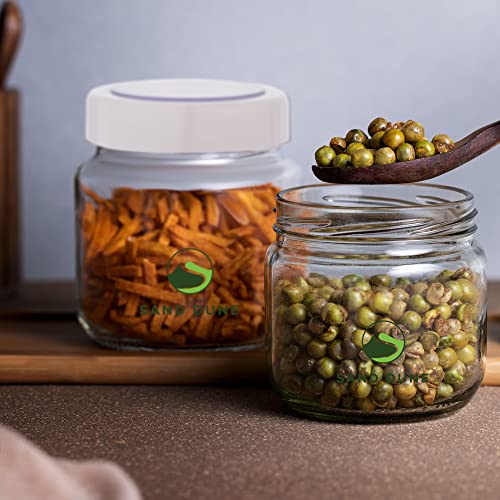 SAND DUNE Set of 3, 500 ml Each Storage Glass Jar White Cap, Transparent | BPA Free | Storage Jar Containers for Kitchen Pantry for Cookies, Dry Fruits, Masala, Spices, cereal, and flour - Image 2