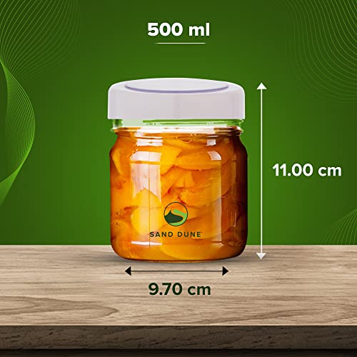 SAND DUNE Set of 3, 500 ml Each Storage Glass Jar White Cap, Transparent | BPA Free | Storage Jar Containers for Kitchen Pantry for Cookies, Dry Fruits, Masala, Spices, cereal, and flour - Image 5