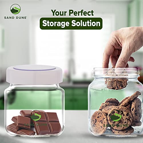 SAND DUNE Set of 3, 500 ml Each Storage Glass Jar White Cap, Transparent | BPA Free | Storage Jar Containers for Kitchen Pantry for Cookies, Dry Fruits, Masala, Spices, cereal, and flour - Image 3