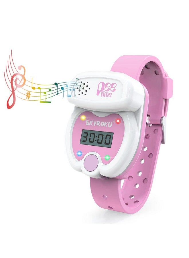 SKYROKU Silicone Kids Potty Training Timer Watch With Flashing Lights And Music Tones, Toddler Toilet Training Aid Water Resistant Pink  - Image 1