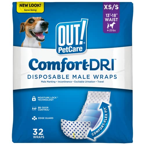 Out PetCare Disposable Dog Diapers Male Puppy Belly Band Potty Training Doggie Diapers Belly Bands for Male Dogs Puppy Training Incontinence XSS 32ct - Image 1