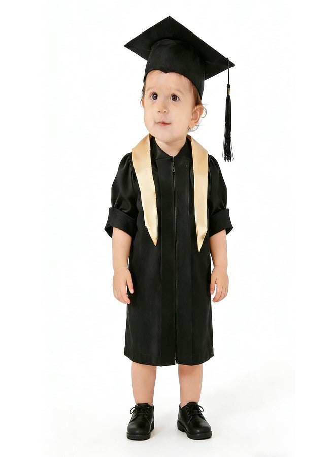 Okbebe Baby Graduation Cap and Gown Toddler Graduate Outfit Set Infant NICU Preschool Grad Gift (Blcak 0-6M) - Image 2