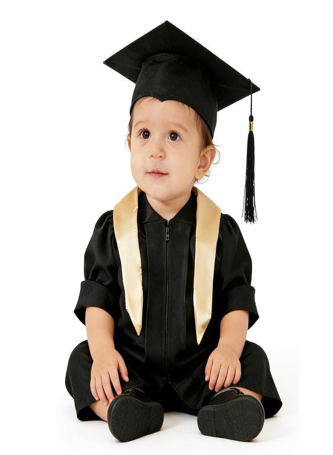 Okbebe Baby Graduation Cap and Gown Toddler Graduate Outfit Set Infant NICU Preschool Grad Gift (Blcak 0-6M) - Image 1
