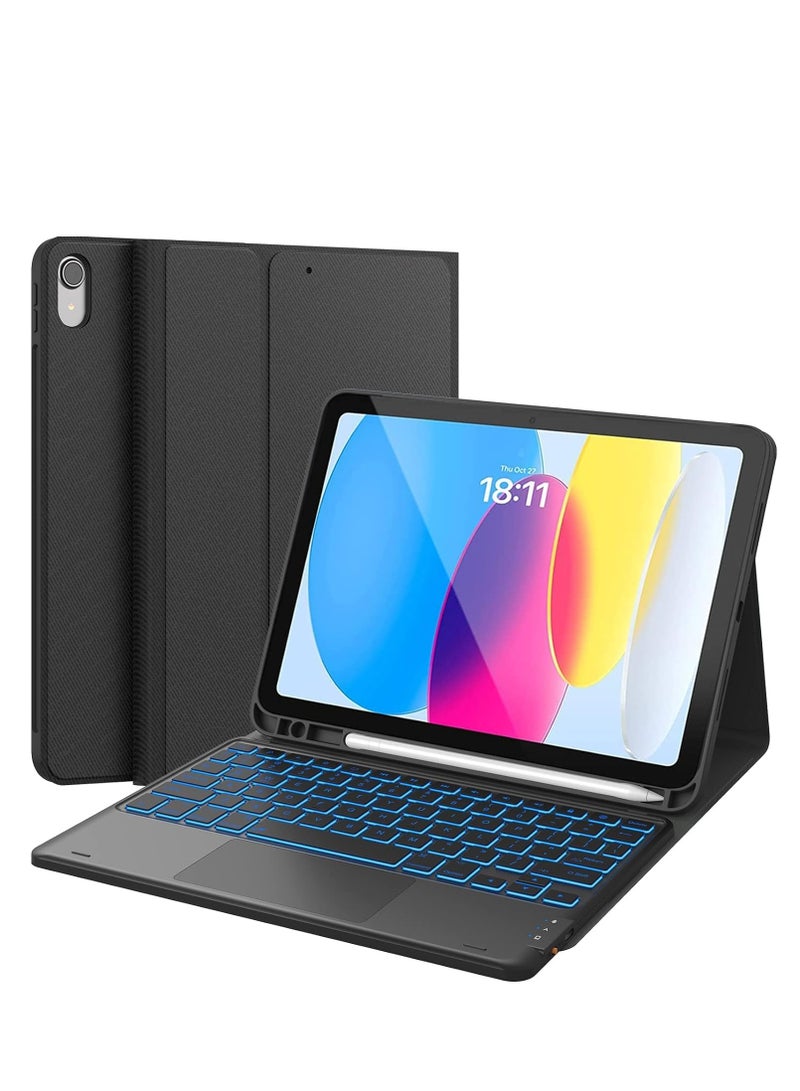 iPad 10th Generation Case with Keyboard   7 Color Backlight  Multi Touch Trackpad  Flip Stand Case with Pencil Holder   2 Wireless Channels for iPad (A16) 11th  10th Gen (2025 2022) - Image 1