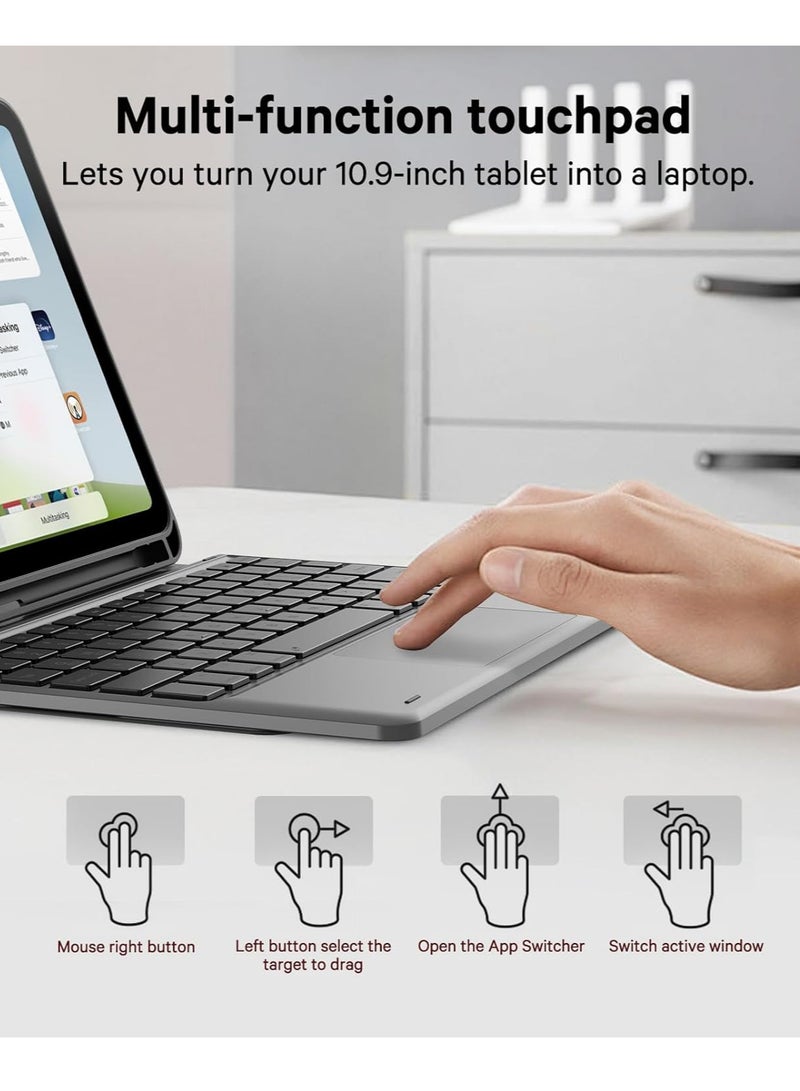 iPad 10th Generation Case with Keyboard   7 Color Backlight  Multi Touch Trackpad  Flip Stand Case with Pencil Holder   2 Wireless Channels for iPad (A16) 11th  10th Gen (2025 2022) - Image 2