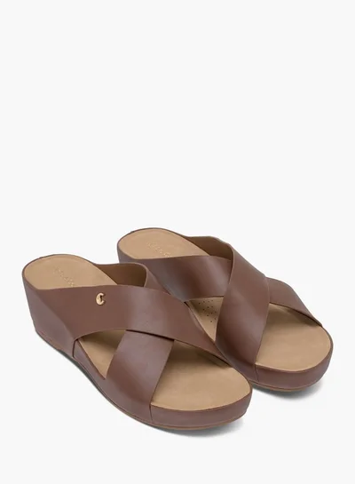 Le Confort Women Solid Cross Strap Sandals with Wedge Heels