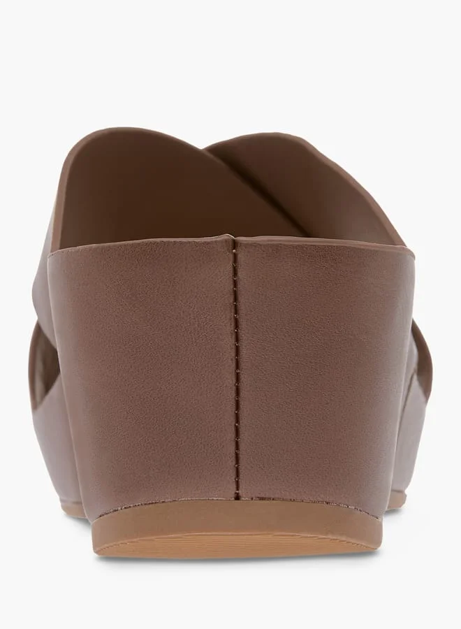 Le Confort Women Solid Cross Strap Sandals with Wedge Heels