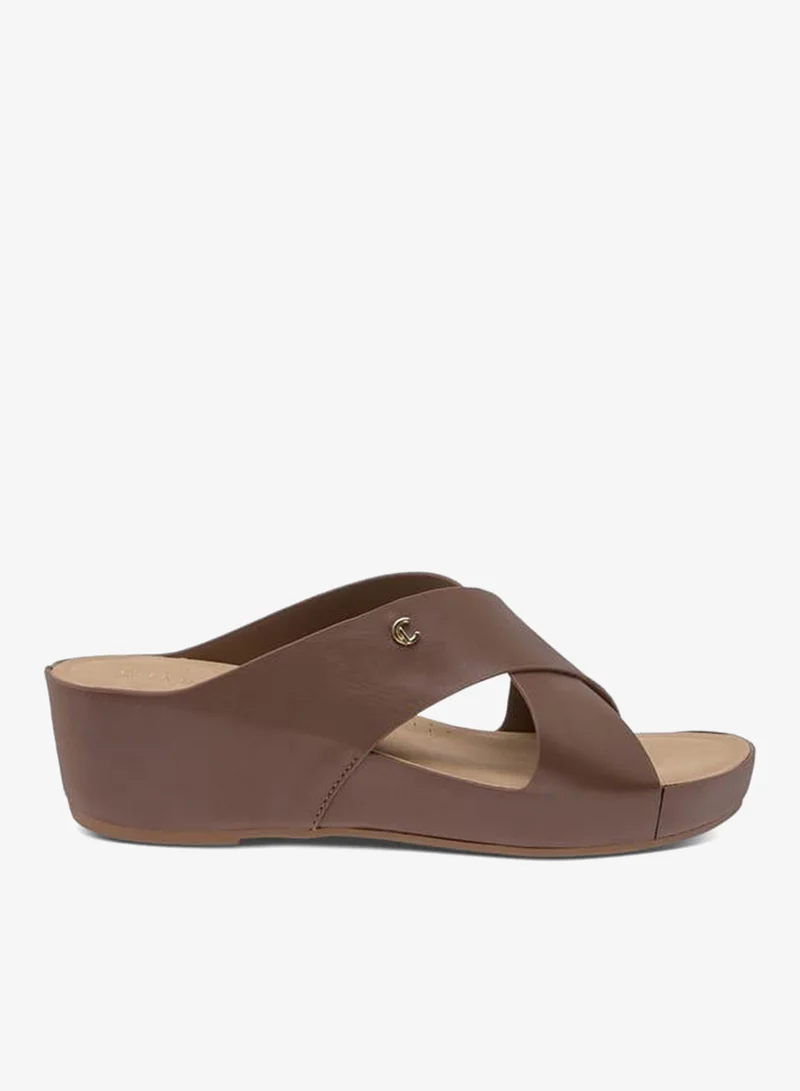 لو كونفورت صنادل نسائية بكعب ويدج بحزام متقاطع