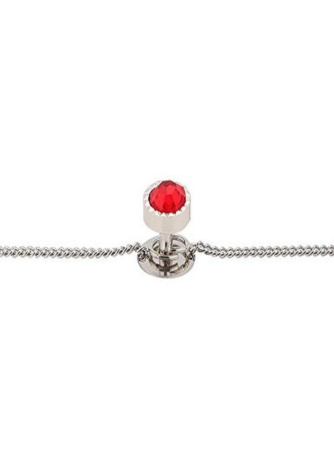 TRIPIN Red Brass Kurta Buttons with Diamond Crystal and Chain in A Gift Box for Men and Women TSSPKURTA1959 - Image 2