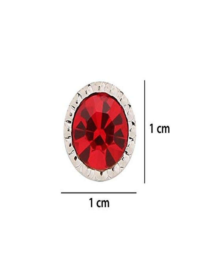 TRIPIN Red Brass Kurta Buttons with Diamond Crystal and Chain in A Gift Box for Men and Women TSSPKURTA1959 - Image 3