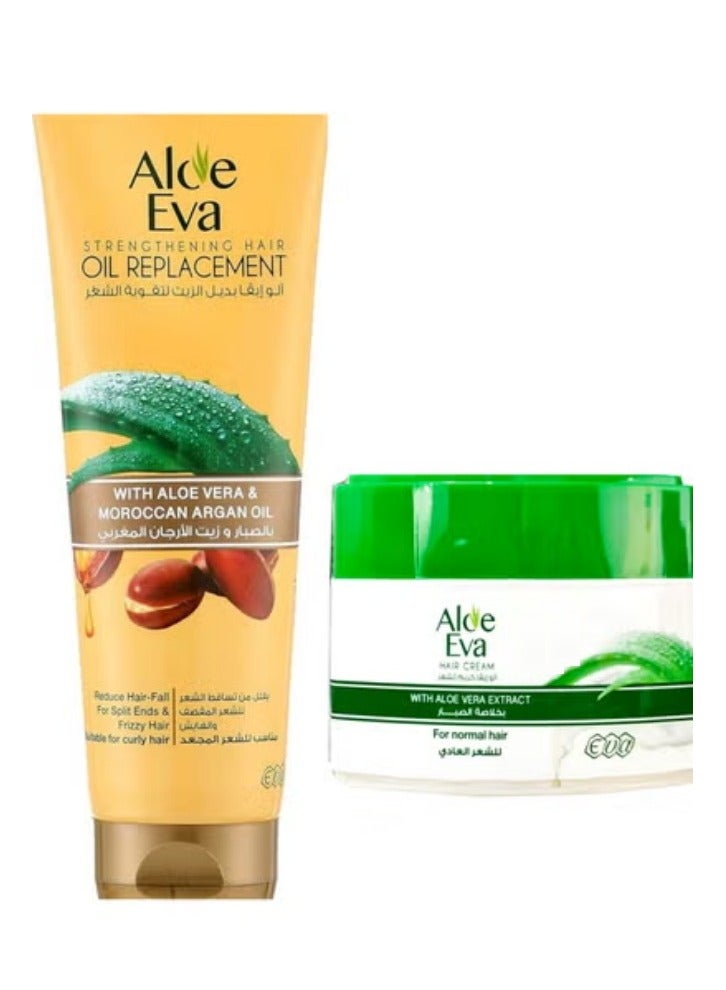 ألو إيفا آلو إيڤا كريم الشعر بخلاصة الصبار + بديل الزيت الإسمنتي بالصبار وزيت الأرغان المغربي 435 مل