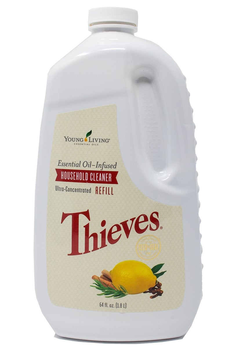 Young Living Thieves Cleaner Kit – Includes Young Living Thieves Cleaner 64 fl.oz, (2) Plastic Amber Spray Bottles 16oz (PET #1 – BPA Free) w/Reusable (2) Chalk Labels, and (2) Microfiber Cloths - Image 2