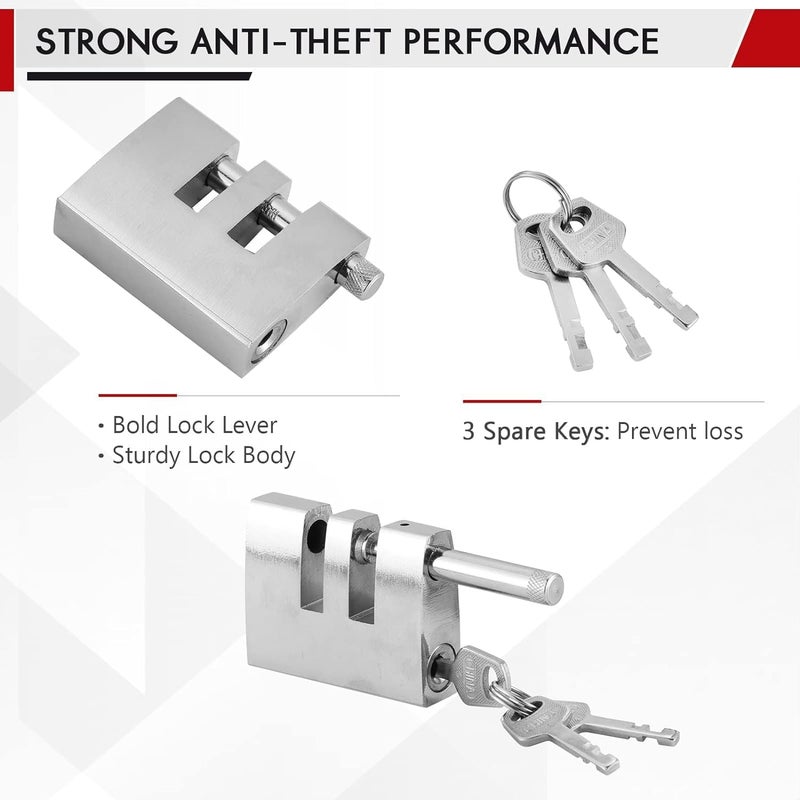 DASBET Anti-Theft Brake Clutch Lock 9 Holes Anti-Theft Device Safety Tool Vehicle Brake Pedal Lock Stainless Steel Car Brake Lock with 3 Keys - Image 5