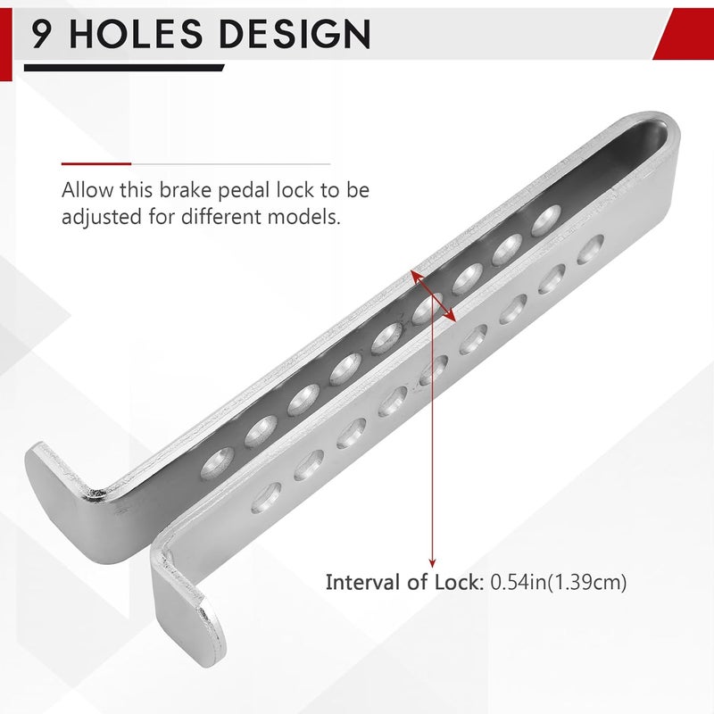 DASBET Anti-Theft Brake Clutch Lock 9 Holes Anti-Theft Device Safety Tool Vehicle Brake Pedal Lock Stainless Steel Car Brake Lock with 3 Keys - Image 4