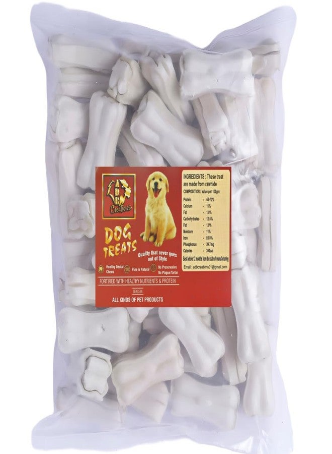 ADB CREATIONS Chicken Flavour Rawhide Chew Bones - 2-Inch Calcium-Enriched Treats for Dogs & Puppies of All Breeds and Life Stages | 1kg Pack - Supports Healthy Teeth & Bones - Image 1