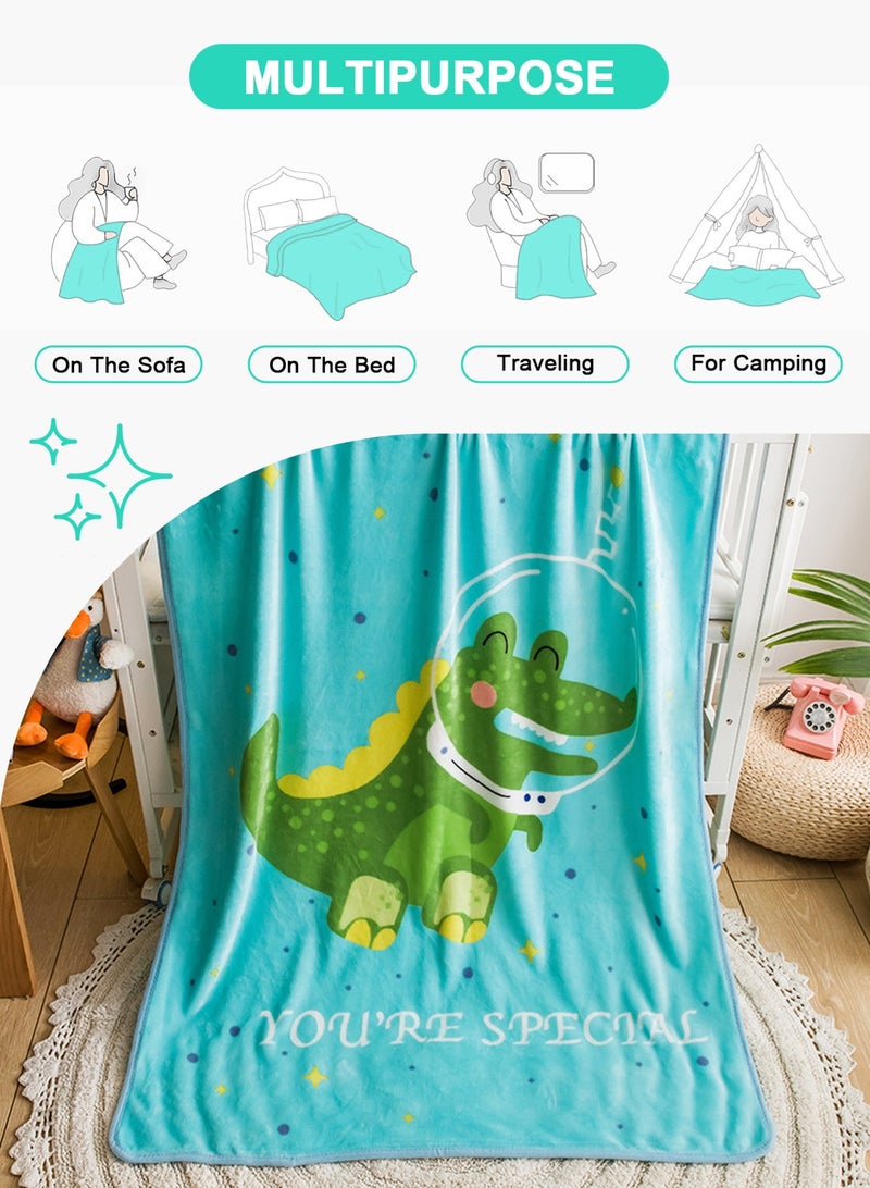أوربازار بطانية أطفال للجنسين حديثي الولادة، بطانية ديناصور صغيرة فائقة النعومة ومريحة، لسرير الحضانة للأطفال الصغار وبطانيات عربة الأطفال وسرير الأطفال وهدايا الاستحمام، (تمساح 39 × 55 بوصة) - Image 2