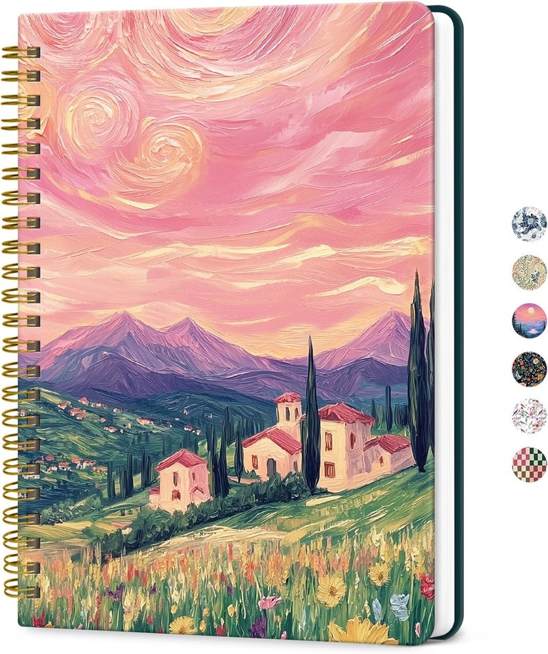 ZOTIA Lined Spiral Journal Notebook for Women, A5 College Ruled Journals for Writing, Hardcover Notebooks for Work, Note Taking and Office School Supplies, 140 Pages - Whirling Skies - Image 1