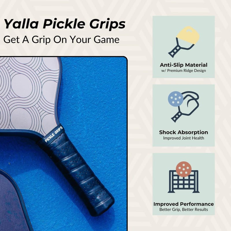 Tip Grips Pickle Grips Pickleball Paddle Grip Tape - Black Replacement Grip Wrap for Pickleball Racquet- Moisture Wicking Paddle Grip Wrap (2 Pack) - Image 2