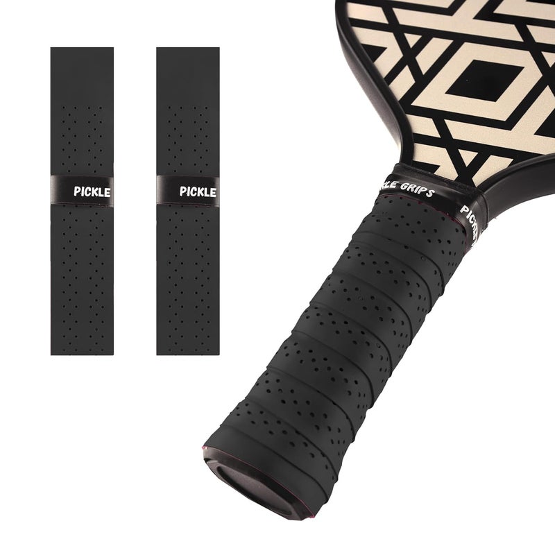 Tip Grips Pickle Grips Pickleball Paddle Grip Tape - Black Replacement Grip Wrap for Pickleball Racquet- Moisture Wicking Paddle Grip Wrap (2 Pack) - Image 1
