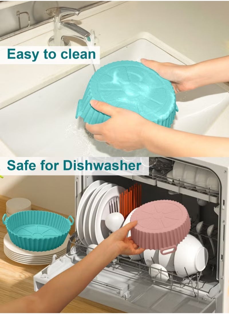 Beauenty - Air Fryer Silicone Pot 2Pcs Air Fryer Silicone Liners Round Food Safe Non Stick Air Fryer Basket Accessories Reusable Replacement of Flammable Parchment Liner Paper Fits 3QT 4QT 5QT Air Fryer - Image 1
