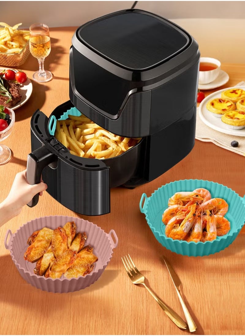 Beauenty - Air Fryer Silicone Pot 2Pcs Air Fryer Silicone Liners Round Food Safe Non Stick Air Fryer Basket Accessories Reusable Replacement of Flammable Parchment Liner Paper Fits 3QT 4QT 5QT Air Fryer - Image 1