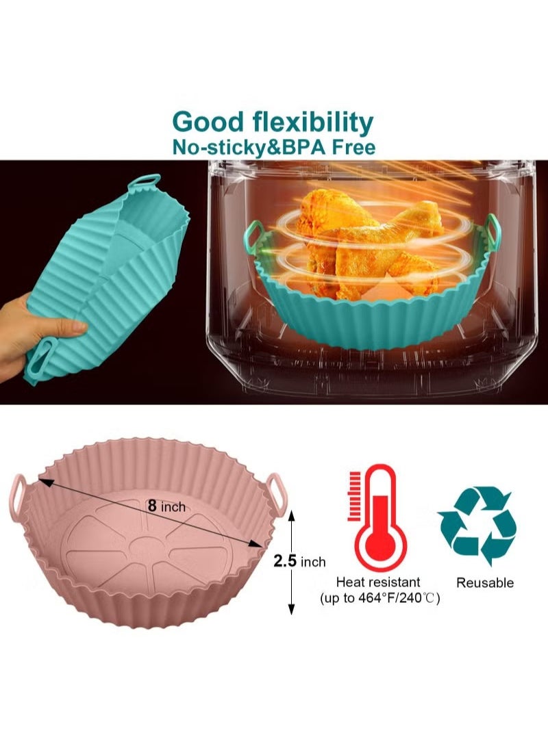 Beauenty - Air Fryer Silicone Pot 2Pcs Air Fryer Silicone Liners Round Food Safe Non Stick Air Fryer Basket Accessories Reusable Replacement of Flammable Parchment Liner Paper Fits 3QT 4QT 5QT Air Fryer - Image 1