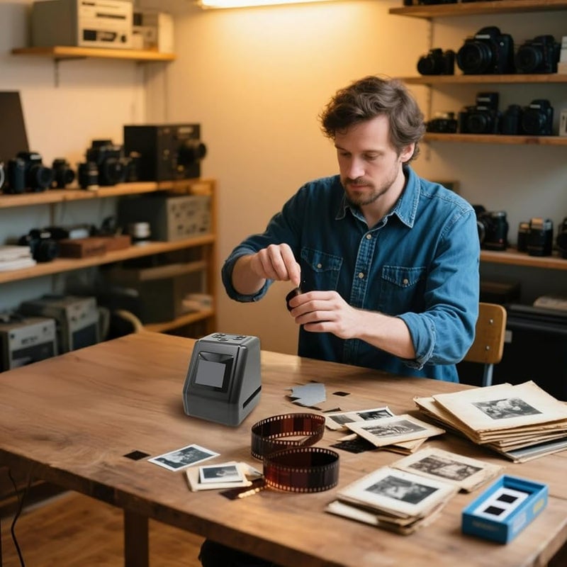 ماسح أفلام 35 مم للأفلام السلبية والشرائح 110 و126 بشاشة LCD مقاس 2 بوصة ومحولات - Image 5