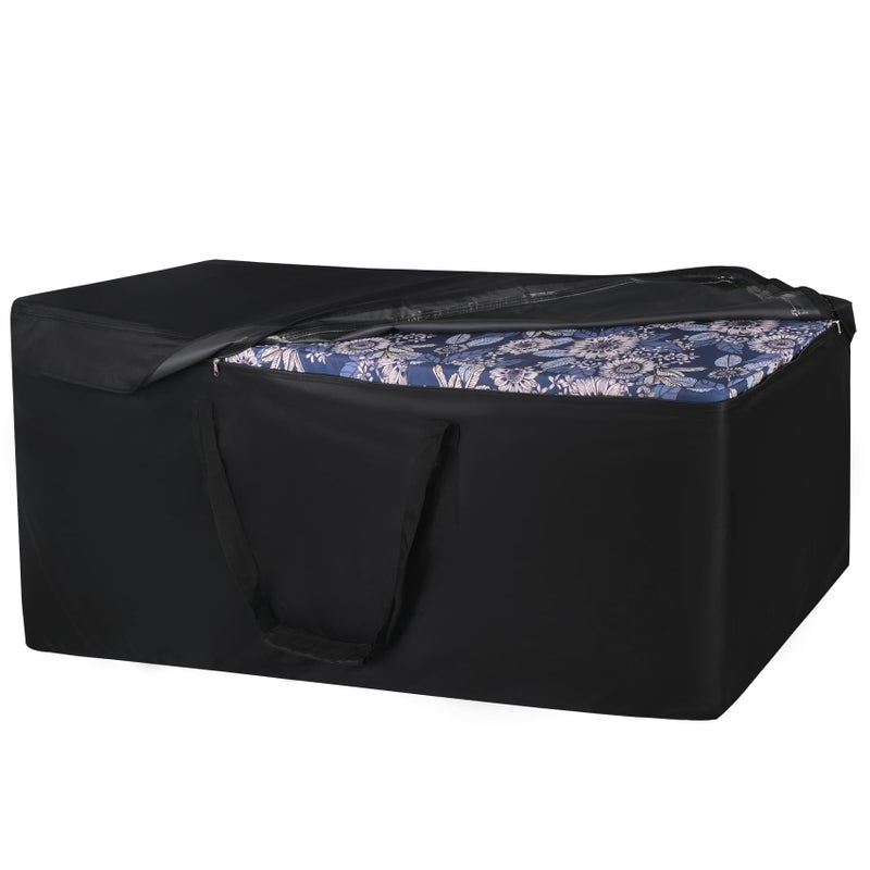 NettyPro حقائب تخزين الوسائد الخارجية NettyPro مقاومة للماء لتخزين أثاث الفناء حقيبة شجرة عيد الميلاد 75 قدم مع سحاب ومقبض 50 × 15 × 25 بوصة سوداء