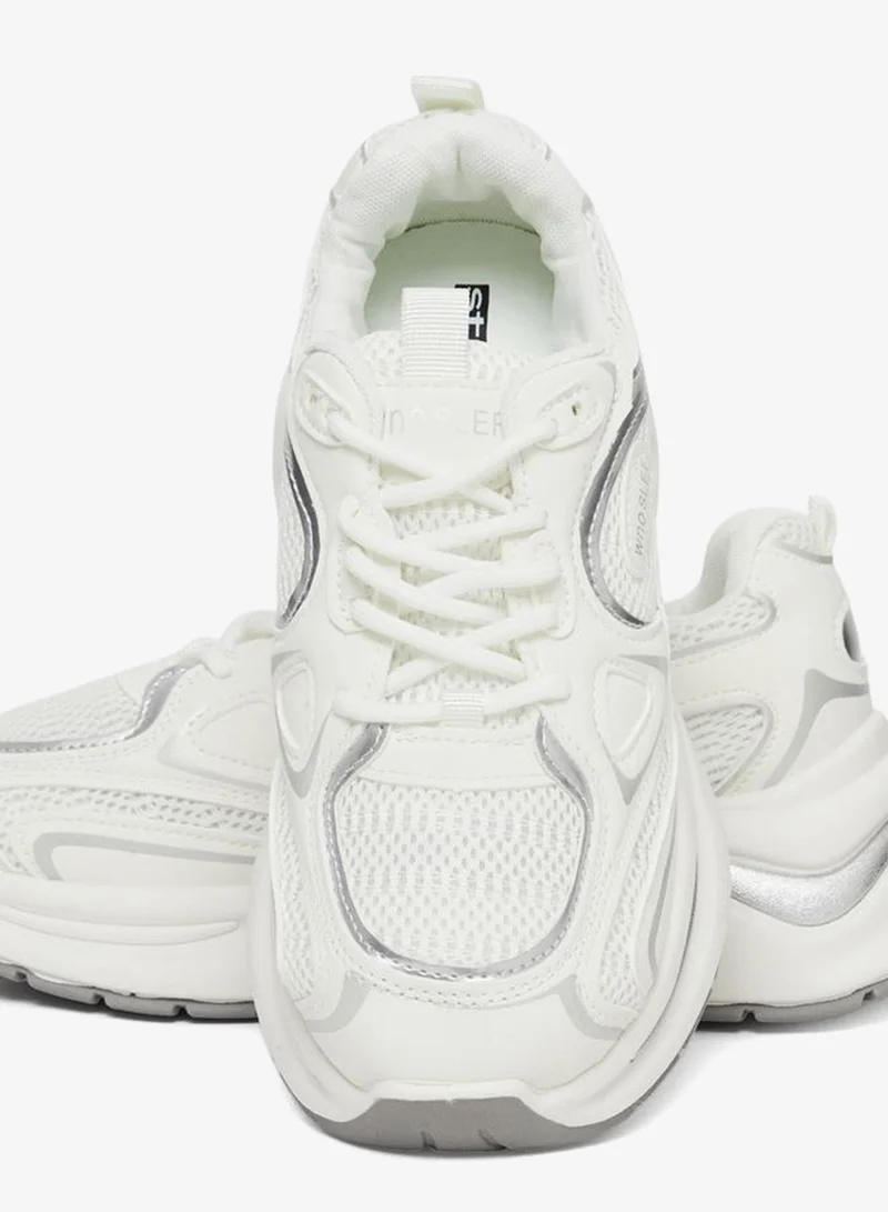 Styli Active White Lace Up Chunky Sneakers