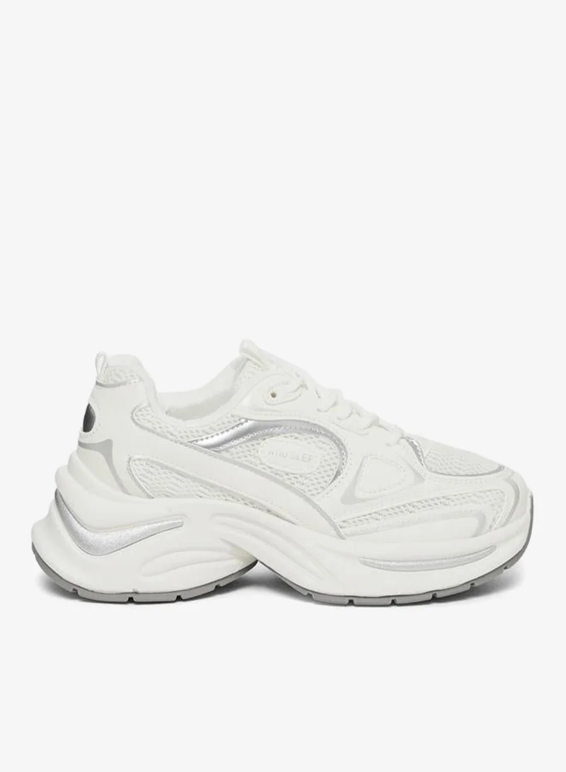 Styli Styli White Lace Up Chunky Sneakers