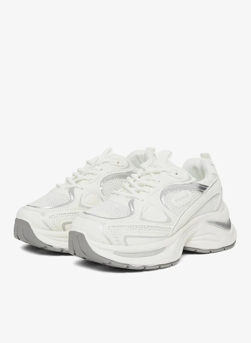 Styli Active White Lace Up Chunky Sneakers