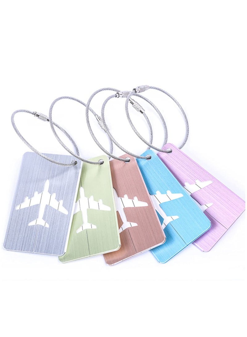 SOLARAE Set of 5 Waterproof Aluminum Luggage Tags for Suitcases, Handbags, and School Bags with Name and Address Information Card and Wire Loop. Perfect for Travel and Instruments. - Image 5