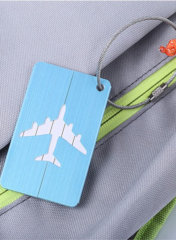 SOLARAE Set of 5 Waterproof Aluminum Luggage Tags for Suitcases, Handbags, and School Bags with Name and Address Information Card and Wire Loop. Perfect for Travel and Instruments. - Image 2